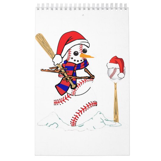 Kerstmis met honkbal Snowman die honkbal speelt Kalender (Hoes)