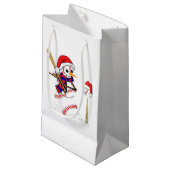 Kerstmis met honkbal Snowman die honkbal speelt Klein Cadeauzakje (Voorkant Gekanteld)