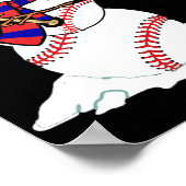 Kerstmis met honkbal Snowman die honkbal speelt Poster (Hoek)