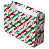 Kerstmis met honkbal Voeg daar de naam Stripe Red  Groot Cadeauzakje (Voorkant Gekanteld)