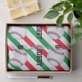 Kerstmis met honkbal Voeg daar de naam Stripe Red  Tissuepapier (Geschenk)