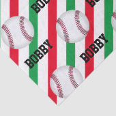 Kerstmis met honkbal Voeg daar de naam Stripe Red  Tissuepapier (Detail)