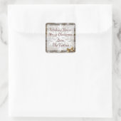 Kerstmis met hout en goudbonen vierkante sticker (Tas)