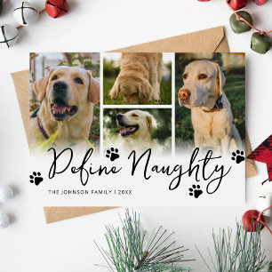 Kerstmis met huisdier Naughty Multi-foto definiëre Feestdagenkaart