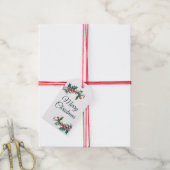 Kerstmis met Hulst en Bessen Cadeaulabel (Met Touw)