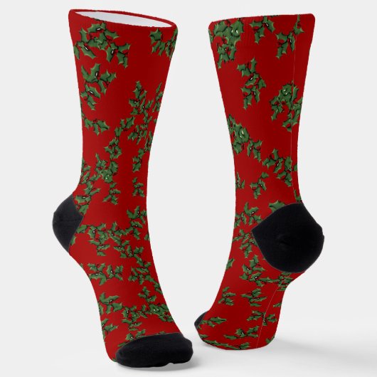 Kerstmis met Hulst en Bessen Sokken (Gebogen)