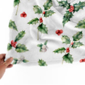 Kerstmis met hulst en monogram fleece deken