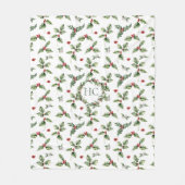 Kerstmis met hulst en monogram fleece deken (Voorkant)