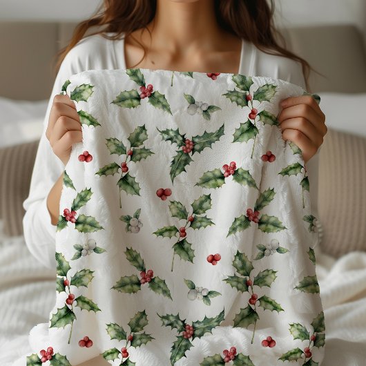 Kerstmis met hulst en monogram sherpa deken