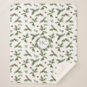 Kerstmis met hulst en monogram sherpa deken (Voorkant)