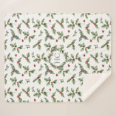Kerstmis met hulst en monogram sherpa deken (Voorkant (horizontaal))