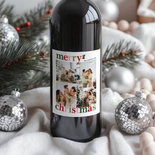 Kerstmis met hulst Helder Leuk Familie Wijn Etiket