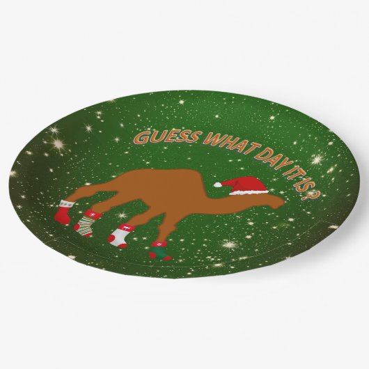 Kerstmis met humor en plezier papieren bordje (Gekanteld)