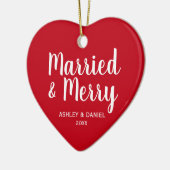 Kerstmis met huwelijk en huwelijk met kerstmis keramisch ornament (Links)