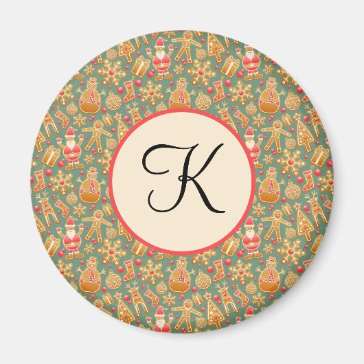 Kerstmis met je initiaal magneet (Voorkant)