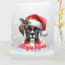 Kerstmis met Jingle Paws en Boxer Dog Joy Kaart
