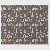 Kerstmis met jute bosdieren cadeaupapier (Vlak)