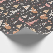 Kerstmis met jute bosdieren cadeaupapier (Hoek)