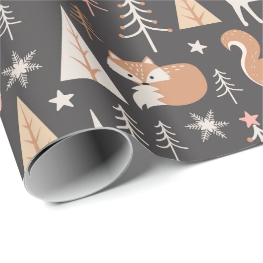 Kerstmis met jute bosdieren cadeaupapier (Rol Hoek)