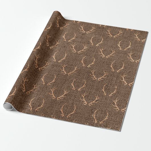 Kerstmis met juten rendieren cadeaupapier (Uitgerold)