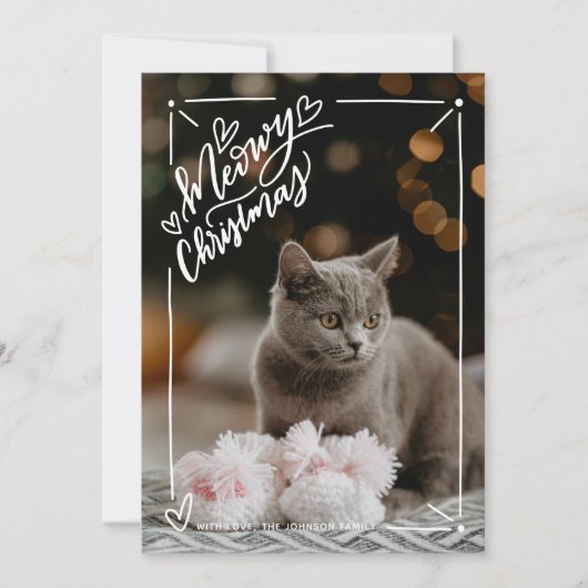 Kerstmis met kat vol foto kat huisdier feestdagenkaart (Voorkant)