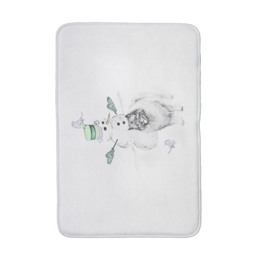 Kerstmis met keeshond schilderkunst badmat (Voorkant Verticaal)