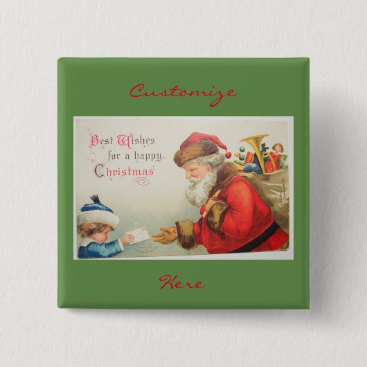 Kerstmis met kerst vierkante button 5,1 cm (Voorkant)