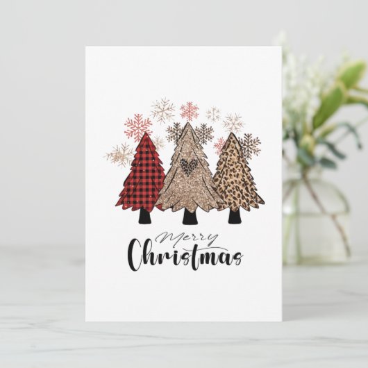 Kerstmis met kerstbomen bedankkaart (Staand voorkant)