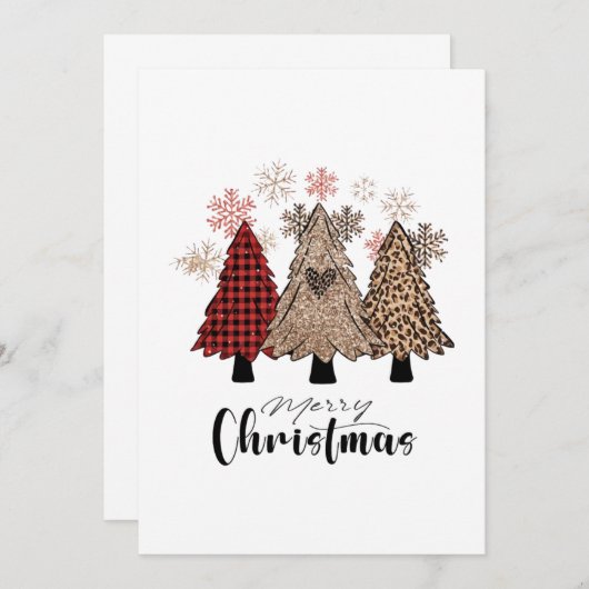 Kerstmis met kerstbomen bedankkaart (Voorkant / Achterkant)