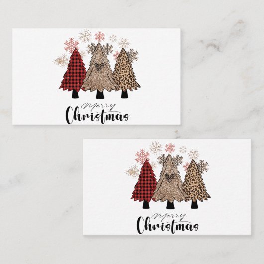 Kerstmis met kerstbomen visitekaartje (Voorkant / Achterkant)