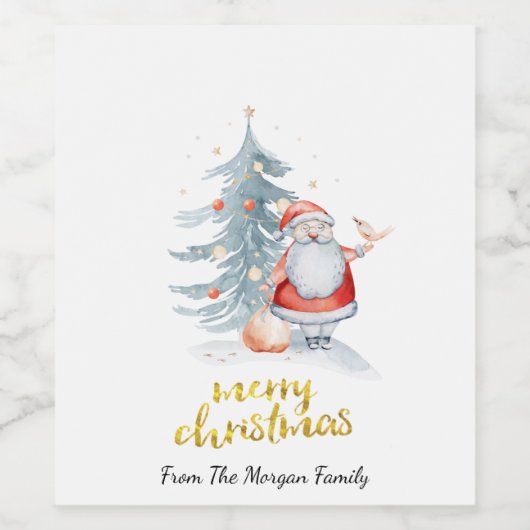 Kerstmis met kerstboom wijn etiket (Enkel label)