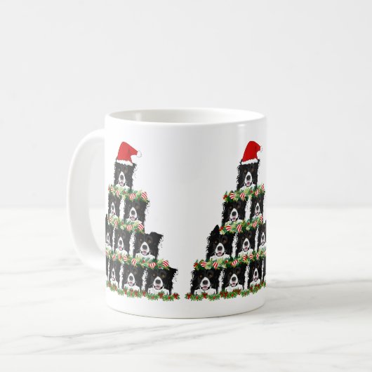 Kerstmis met kerstboomrand koffiemok (Voorkant links)