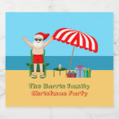 Kerstmis met kerstcadeau, kerstman, aangepast fees sparkling wijnetiket (Enkel label)