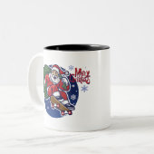 Kerstmis met kerstcadeau voor skateboard tweekleurige koffiemok (Voorkant links)
