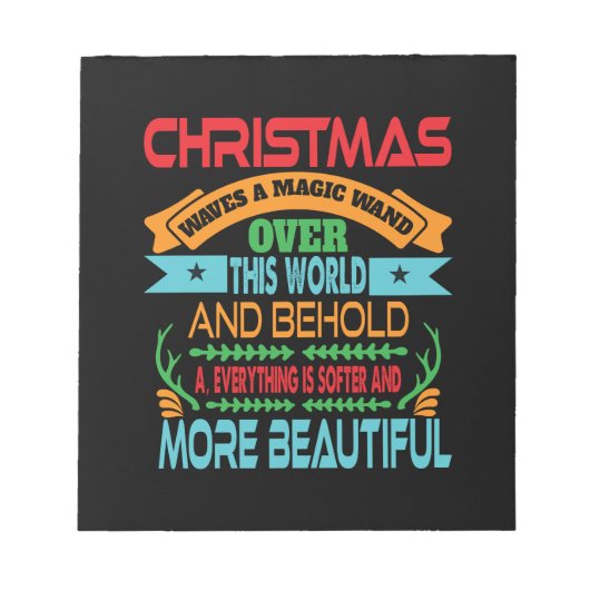 Kerstmis met kerstcadeaus een magische wand notitieblok (Voorkant)