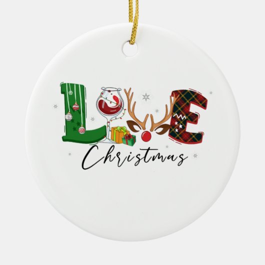 Kerstmis met kerstcadeaus keramisch ornament (Voorkant)