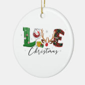 Kerstmis met kerstcadeaus keramisch ornament (Links)