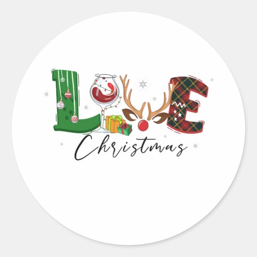 Kerstmis met kerstcadeaus ronde sticker (Voorkant)