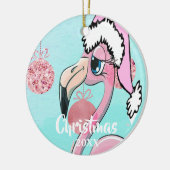 Kerstmis met kerstdans Santa Hat Blue Pink Girly C Keramisch Ornament (Links)