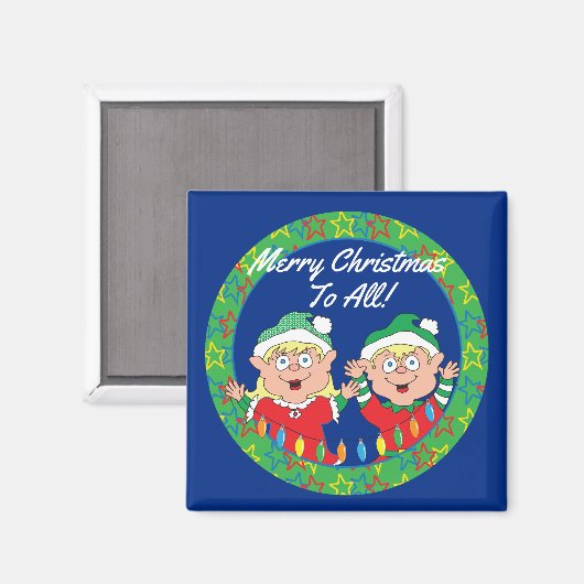 Kerstmis met kerstfeestjes magneet (Voorkant / Achterkant)