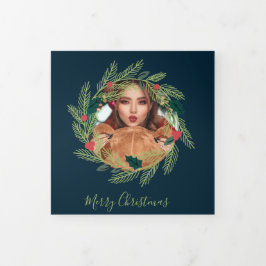 Kerstmis met kerstfoto's op maat drieluik wenskaart