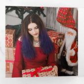 Kerstmis met kerstfoto's op maat drieluik wenskaart (Binnenzijde eerst)