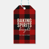 Kerstmis met Kerstgeest Buffalo Plaid Cadeaulabel (Voorkant)
