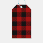 Kerstmis met Kerstgeest Buffalo Plaid Cadeaulabel (Achterkant)
