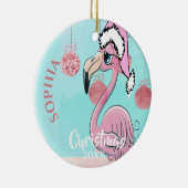 Kerstmis met kerstgrindflank met blauwe roze steke keramisch ornament (Rechts)