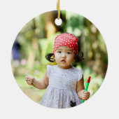 Kerstmis met kerstgrindflank met blauwe roze steke keramisch ornament (Achterkant)