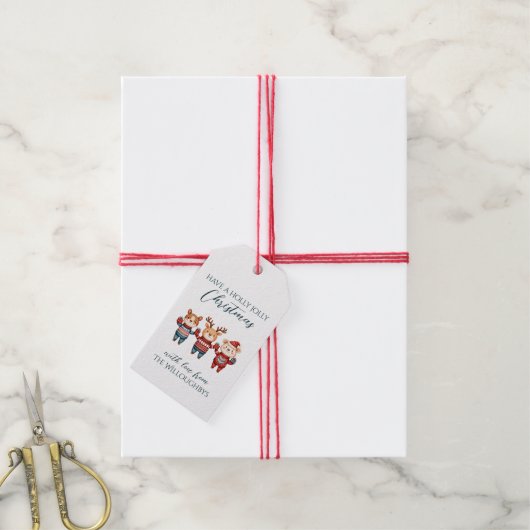 Kerstmis met Kerstkrans Cadeaulabel (Met Touw)