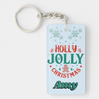 Kerstmis met Kerstkrans Cute Gebruinde Man Retro Sleutelhanger