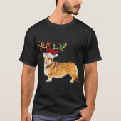 Kerstmis met kerstlampje Kerstmis met Corgi Dog T-shirt (Voorkant)