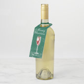 Kerstmis met Kerstman Champagne winter Flessenhanger (Schuin)